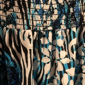 Cache Dresses - Cache Small Blue, White, Silver & Black Strapless Cache Dresses - Cache Small Blue, White, Silver & Black Strapless